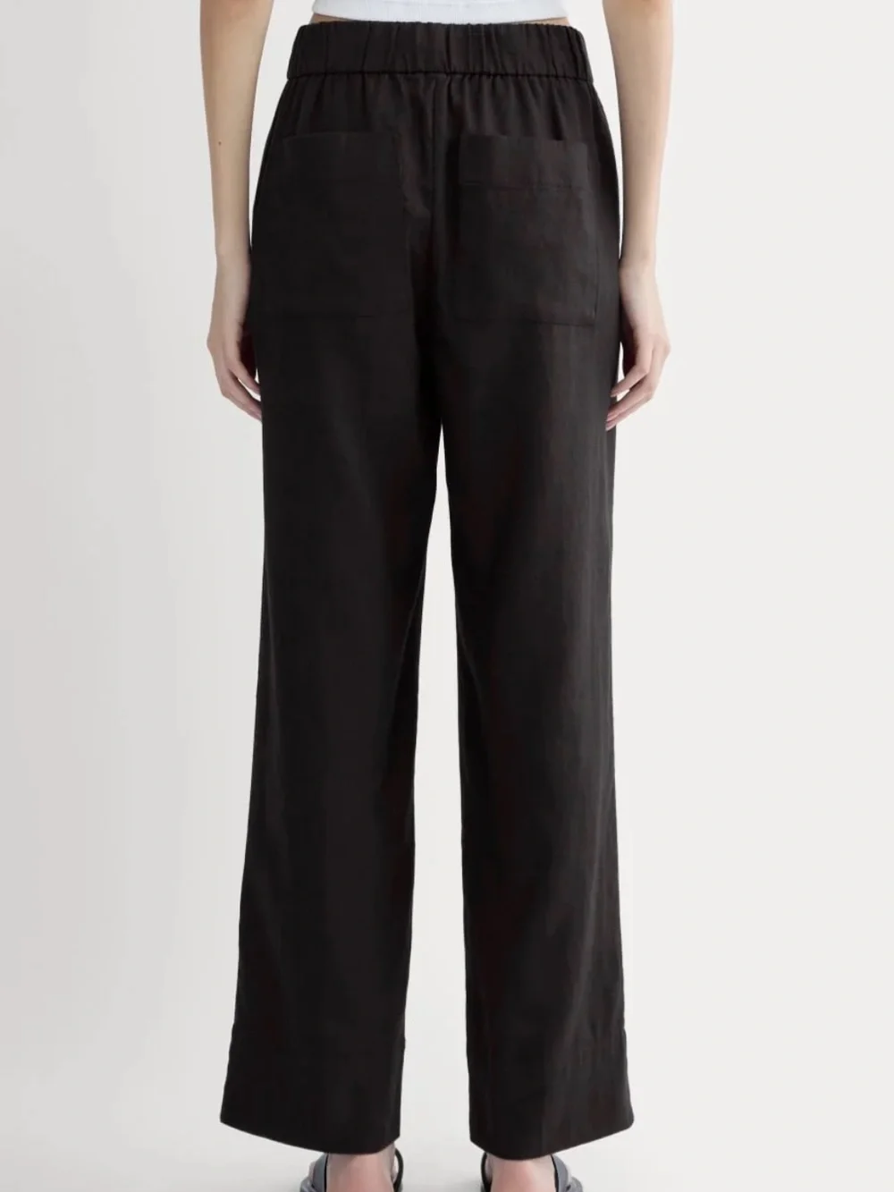 Everlane The Linen Easy Pant Size Medium Black European Flax Wide Leg Elastic